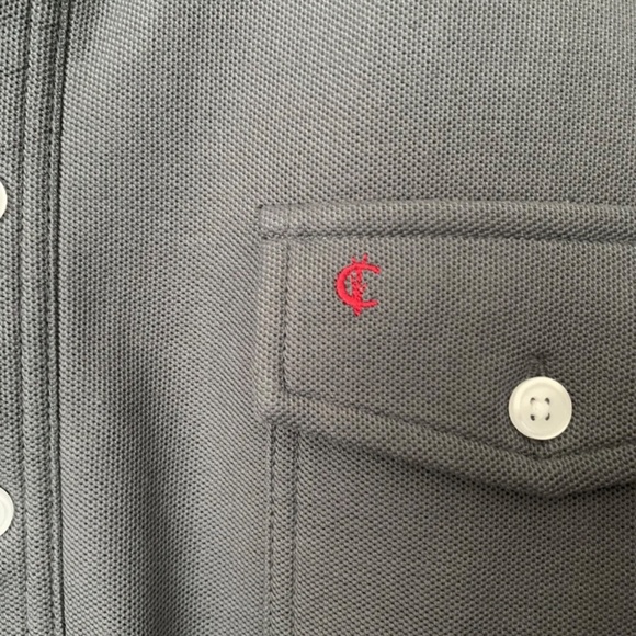 Criquet Men's Long Sleeve Pique Polo Shirt Pima Cotton Large Gray L golf 125$ - Picture 3 of 8